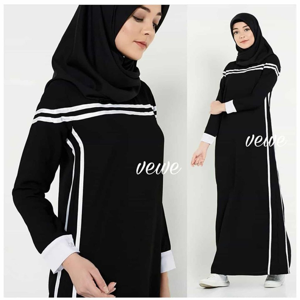 Baju Muslim Abaya Hitam Arab Turki Dubai Longdress Wanita Muslimah Kekinian Untuk Remaja Dewasa atau