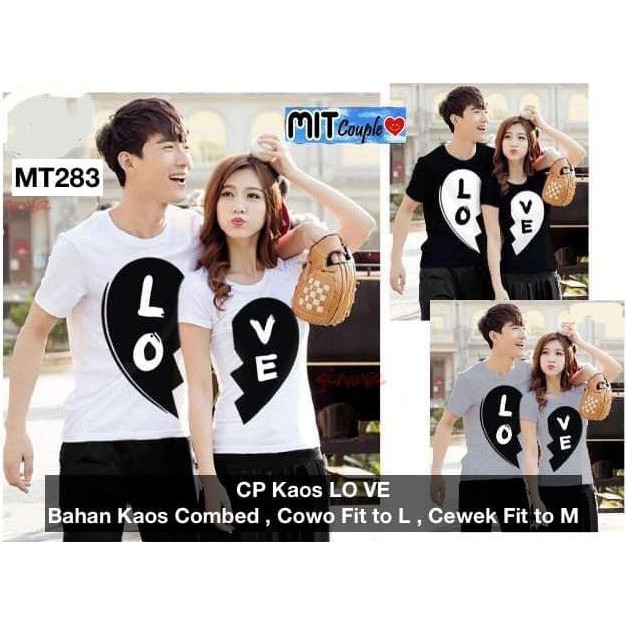 promo kaos couple/kaos pasangan/baju couple/baju pasangan korea black love - hitam terbaru