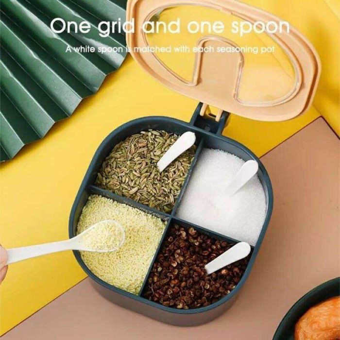 Tempat Bumbu Dapur Set 4in1 Kotak Simpan Bumbu Sekat Plastik TB02