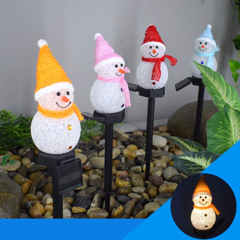 Zzz Lampu Taman Tenaga Surya Bentuk Kartun Snowman Untuk Dekorasi Natal