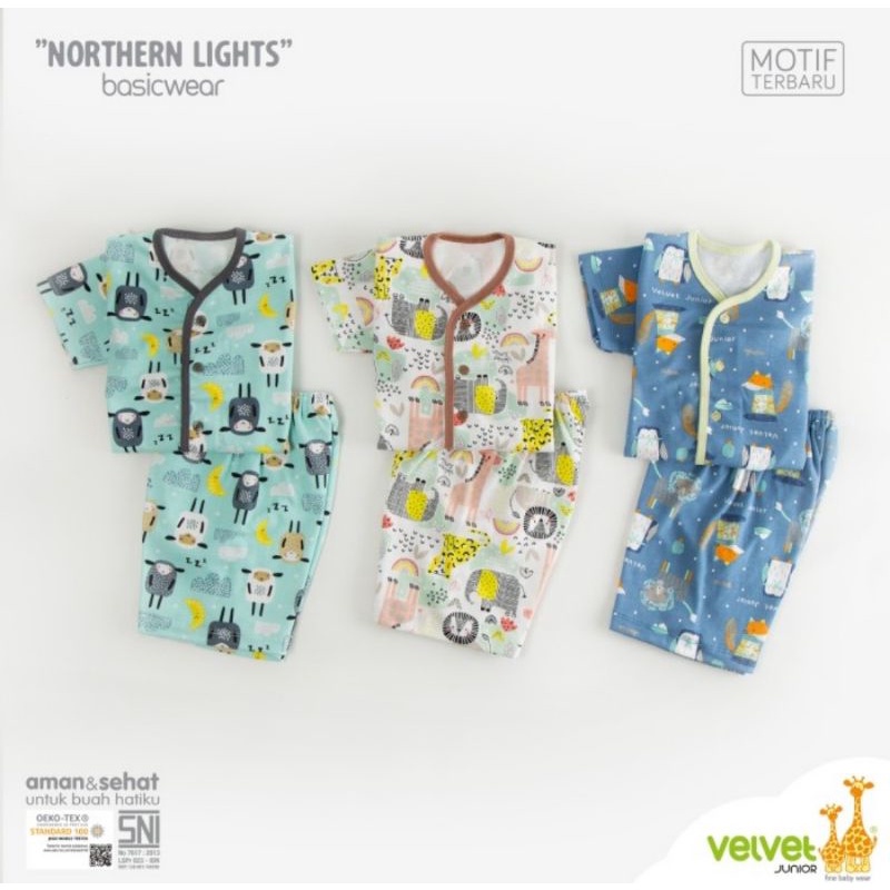 Velvet Junior Northern Lights Setelan Kancing Depan Lengan Pendek Celana Pendek