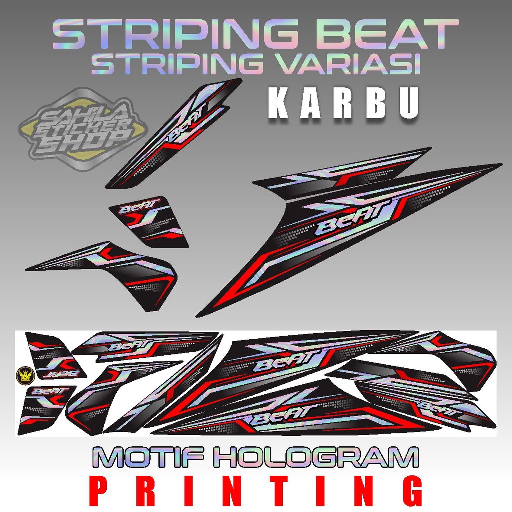 variasi MOTIF STRIPING STIKER BEAT KARBU MOTIF HOLOGRAM 01 BEAT KARBU VARIASI STRIPING MOTIF HOLOGRA