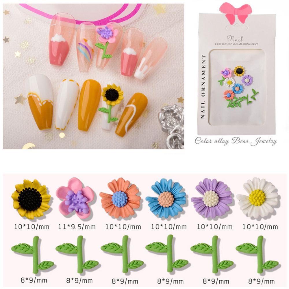 AUGUSTINA Agustina Kartun Nail Art Rhinestones Wanita Fashion Kelinci Hiasan Kuku Bunga Beruang 3D Perhiasan Kuku