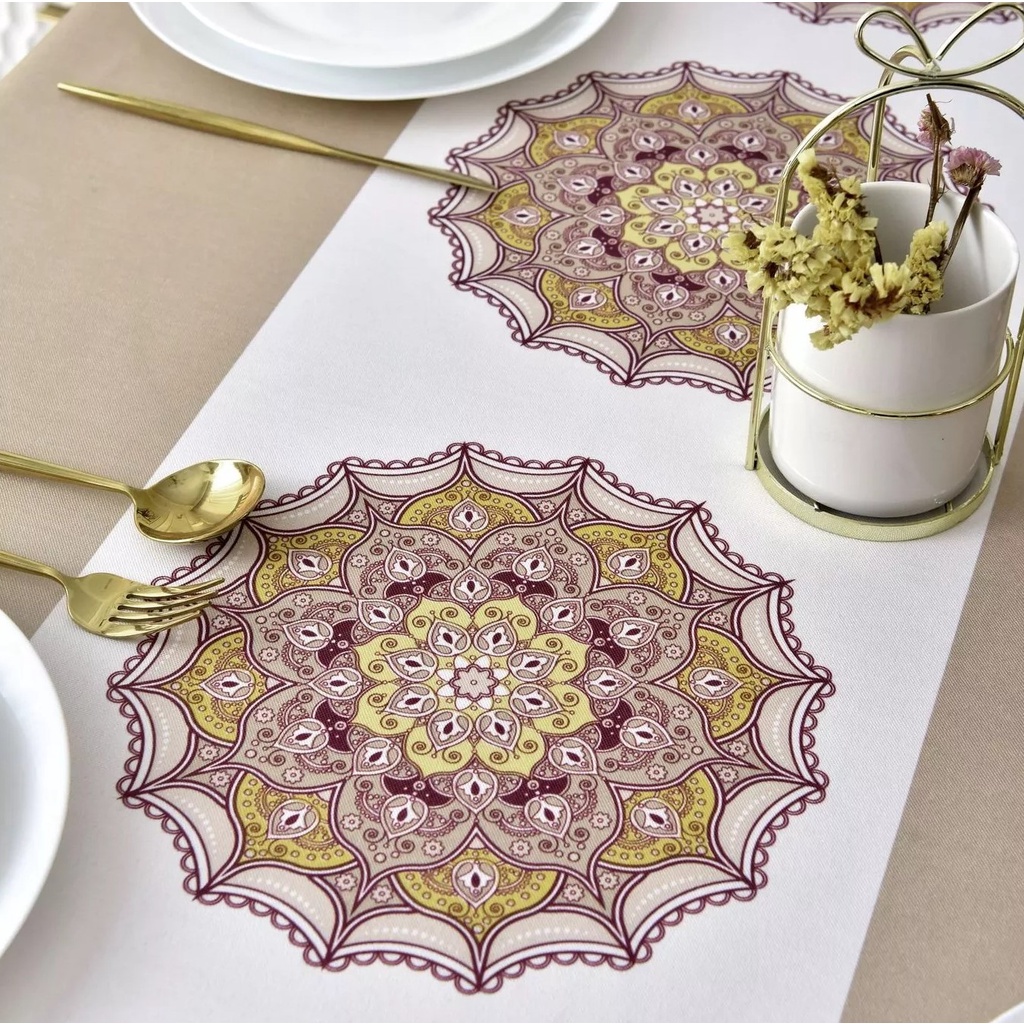 Taplak Meja Makan Modern Mewah Premium Waterproof Anti Air Minyak Jumbo 6 Kursi 180x140 Cm Dining Table Cloth Cover