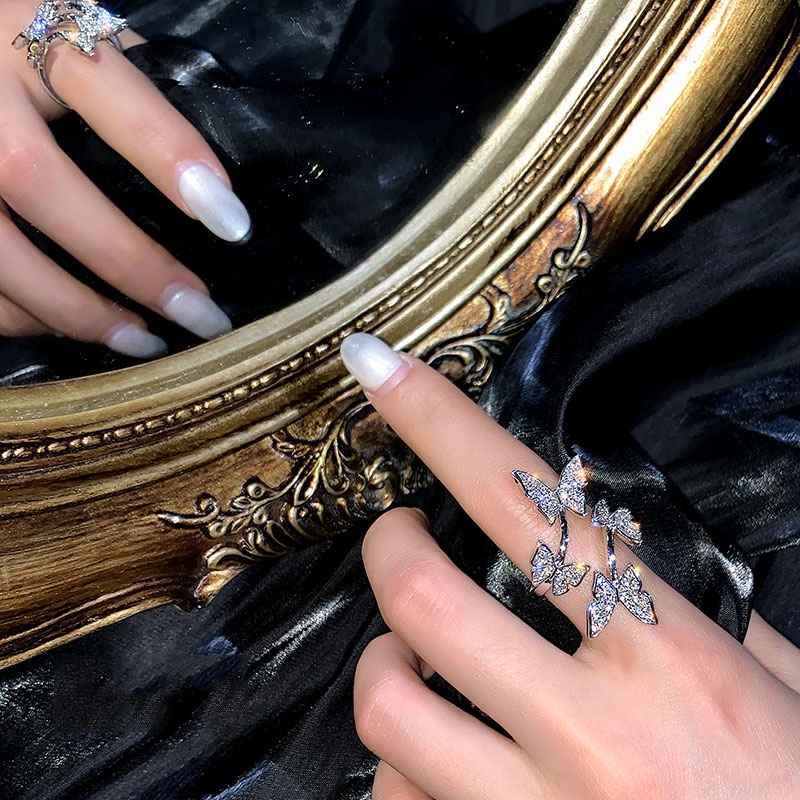 Butterfly Cincin Jari Telunjuk Model Terbuka Desain Kupu-Kupu Untuk Wanita