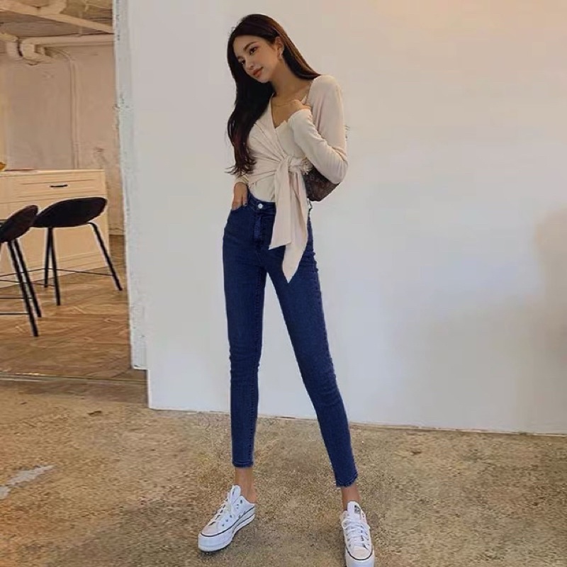 JEANS IMPORT HIGHWAIST PANTS CELANA DENIM SKINNY WANITA CEWEK MX824