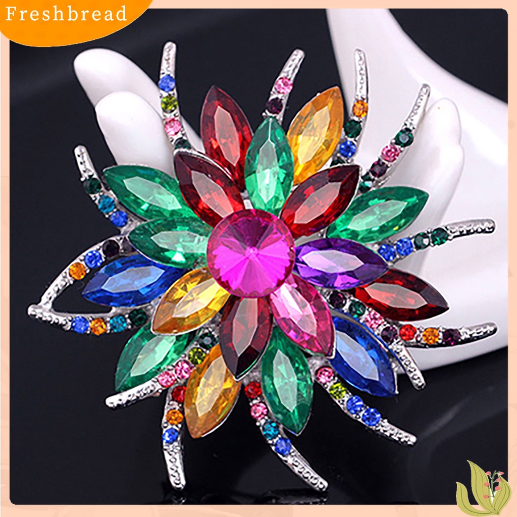 [ TERLARIS]Wedding Bridal Large Flower Shiny Rhinestone Lady Scarf Brooch Pin Jewelry Decor