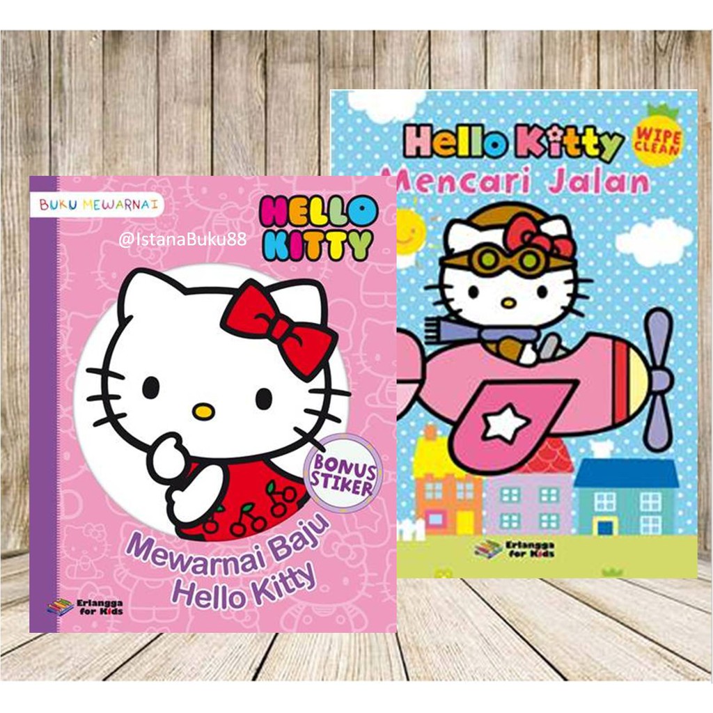  Buku  mewarnai Hello  Kitty  bonus Stiker Mewarnai Baju Hello  