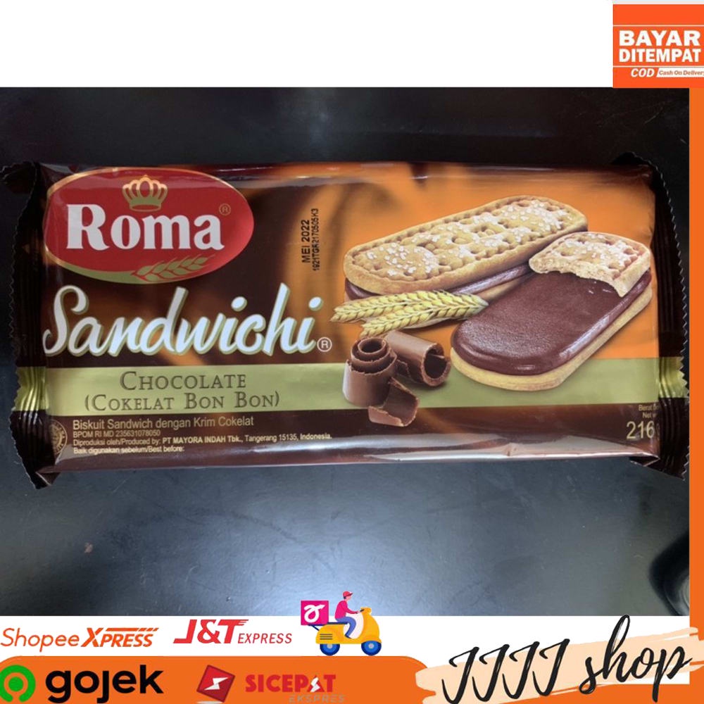 

Roma Biskuit Sandwich Chocolate Bon Bon Snack Cemilan Rasa Cokelat 216gr