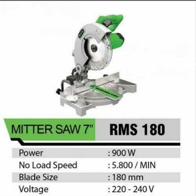 TEKIRO RYU RMS 180 Mesin potong almini aluminium gergaji kayu miter saw 7&quot; inch