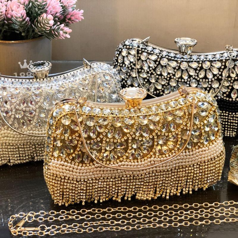 Tas Pesta ANGELA Embellished Crystal Box Clutch