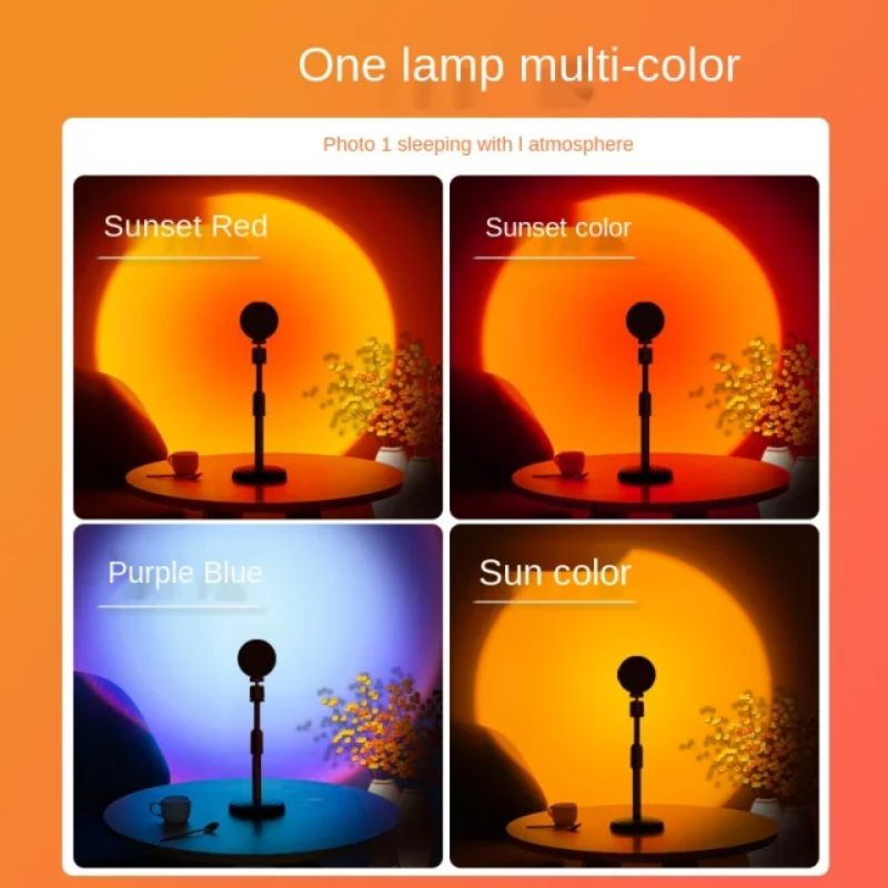 Lampu Sunset Proyektor Aesthetic Lampu LED Lamp Motip Matahari