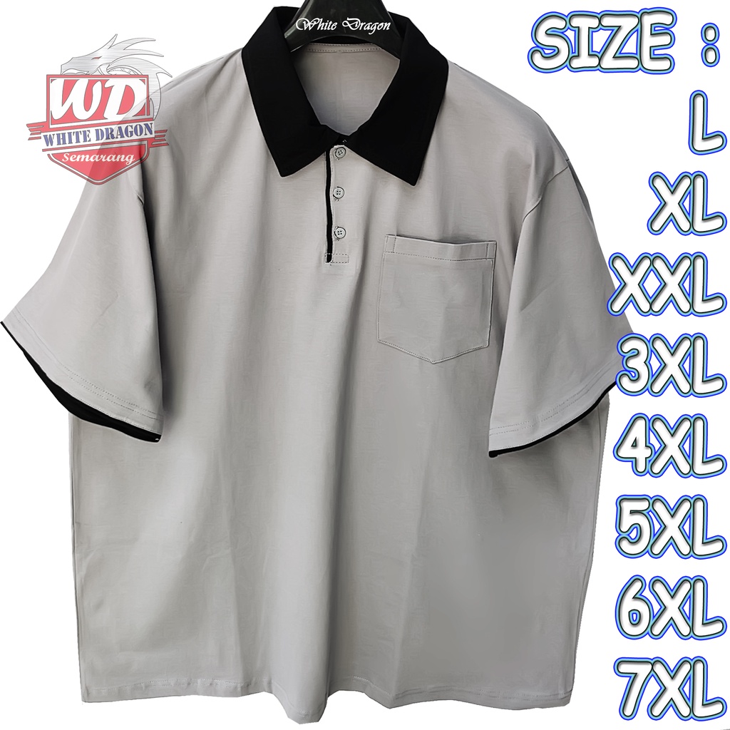 Kaos POLO Big Size 4XL 5XL 6XL 7XL KAOS KERAH polos ABU kerah HITAM Bigsize JUMBO