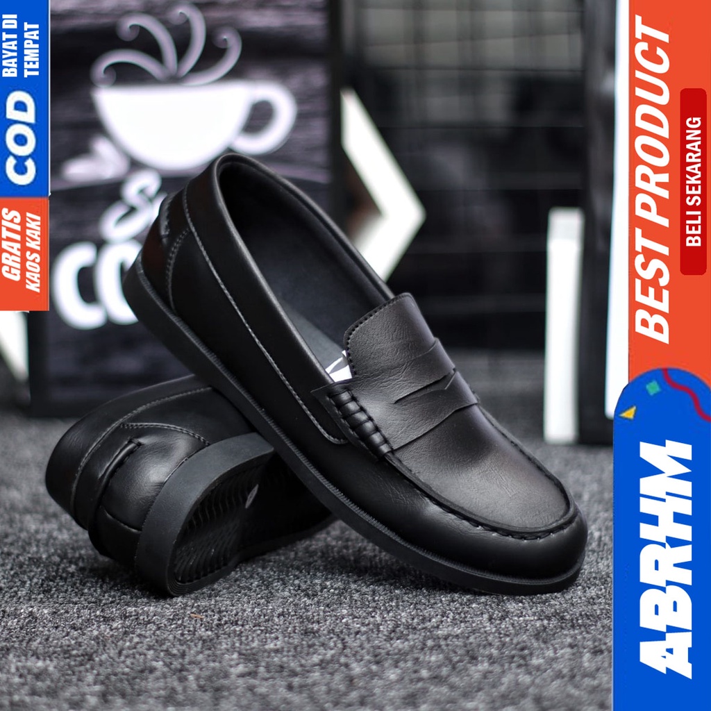 Abrhm Irish - Sepatu Formal Pantofel Pria Kerja Hitam