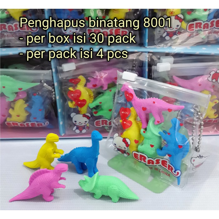 

Murah Penghapus Pensil Karakter / Eraser /Souvenir / Mainan Dinosaurus 8001 Bermutu