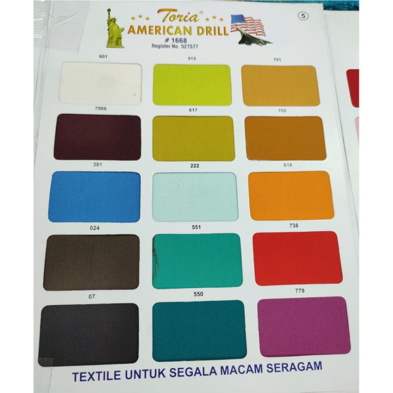 Kain Bahan Seragam  American drill/  Bahan seragam American Drill Toria(hrg per 0.5 m)