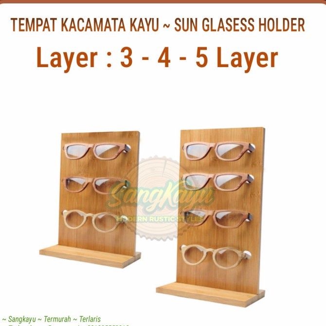 Rak kacamata display stand kayu wooden sun glasess holder rack 002