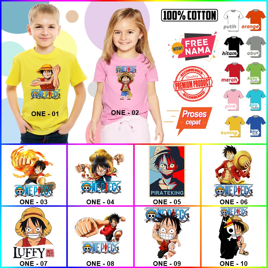 Baju Kaos ANAK DAN DEWASA ONE PIECE COUPLE (FREE NAMA)