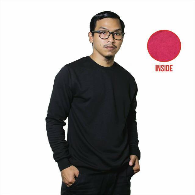Sweater crewneck polos hitam