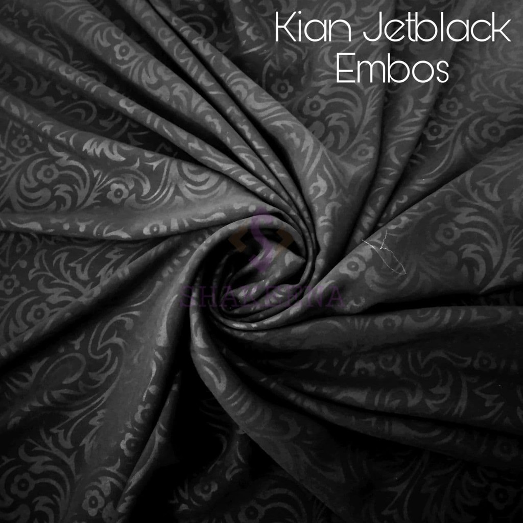 Kain Jetblack Embos Motif Batik Hitam Bahan Abaya Gamis Hijab  Leuwitex HItam Pekat Bahan Tebal Halus Lembut Harga 1m