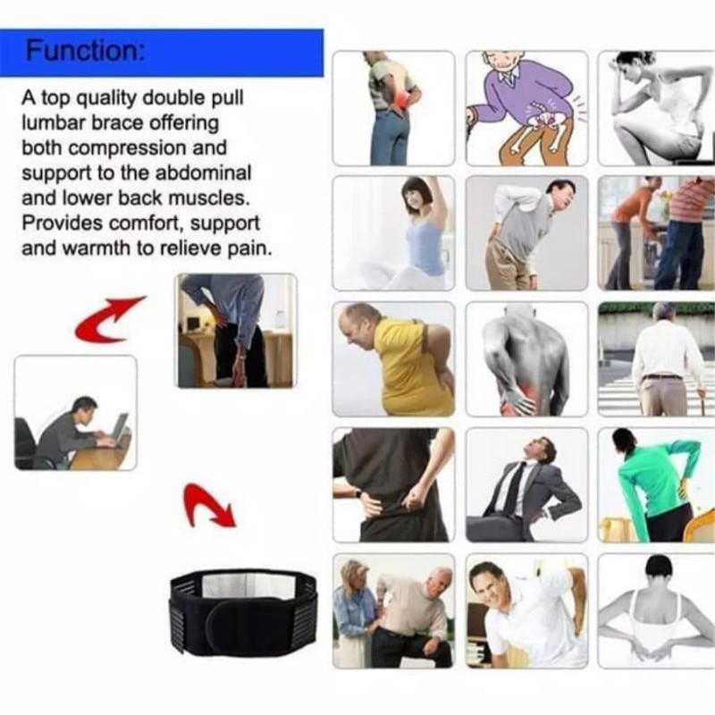 SABUK KORSET TERAPI MAGNETIK LUMBAR PEMANAS PINGGANG PUNGGUNG BRACE BELT THERAPY SARAF KEJEPIT