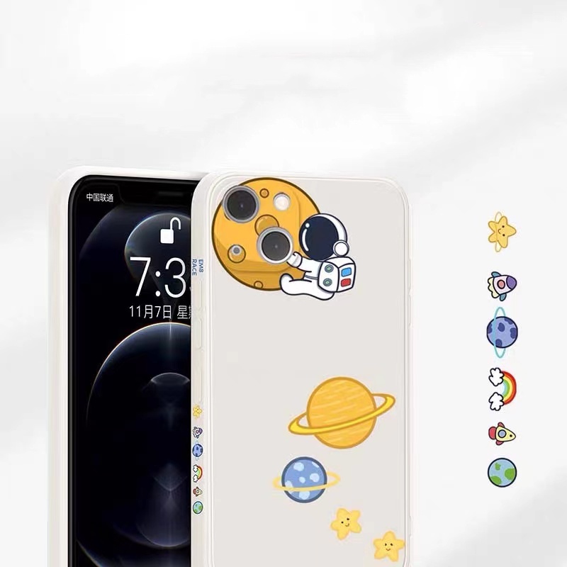 Soft Case Motif Astronot Untuk Iphone 13 12 11 Pro Max X Xs Max Xr 7 8 Plus Se2020