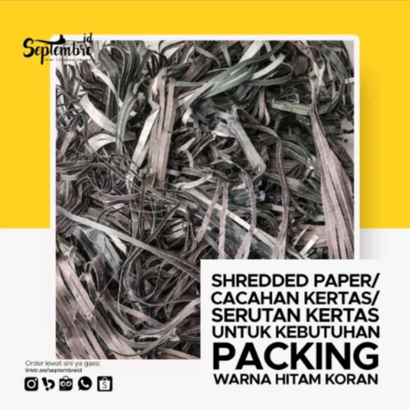 

Shredded Paper Serutan Kertas Potongan Kertas Cacahan Kertas 500 Gram Warna Hitam Koran