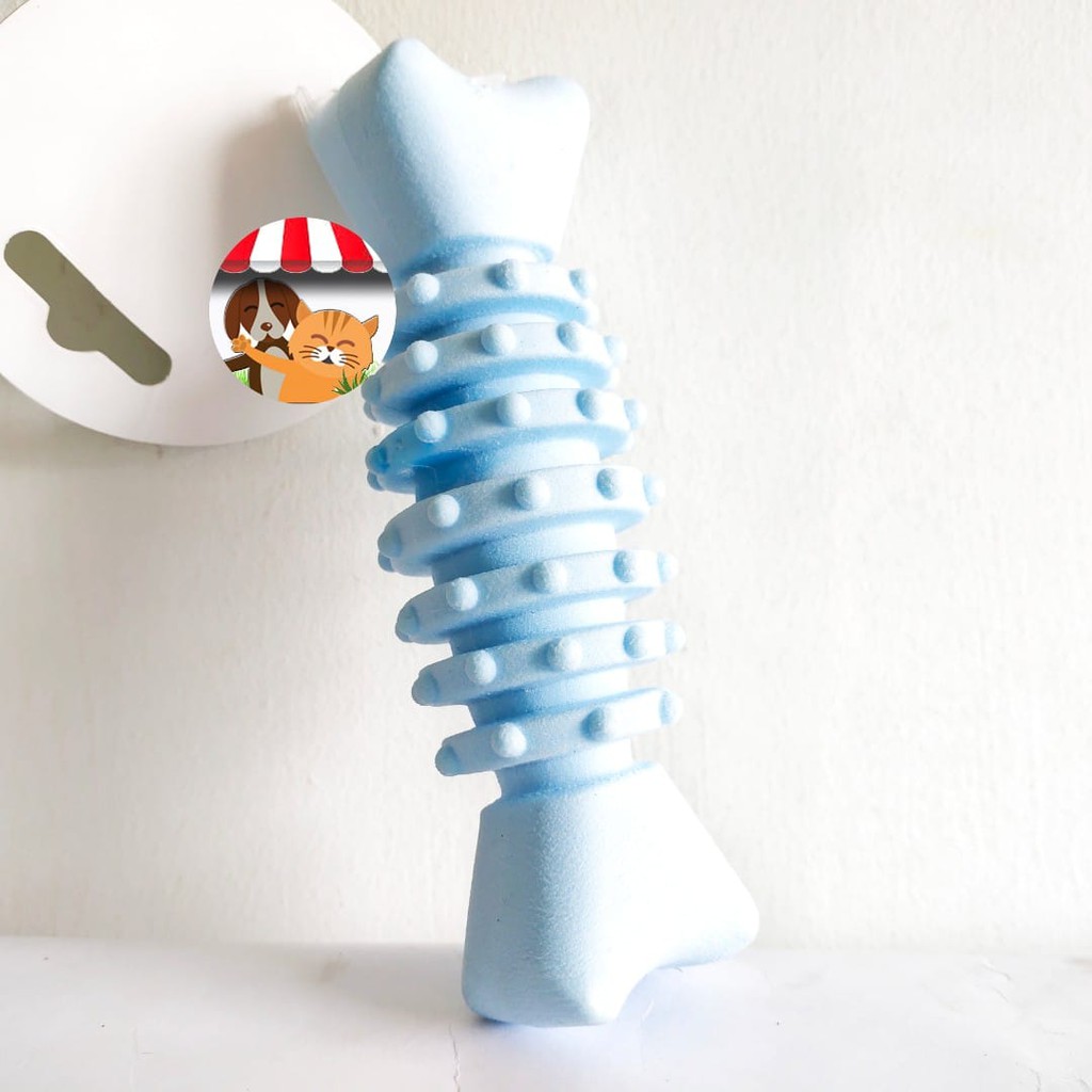 Mainan Anjing Gigit-gigitan Bentuk Tulang Ikan Bahan Karet