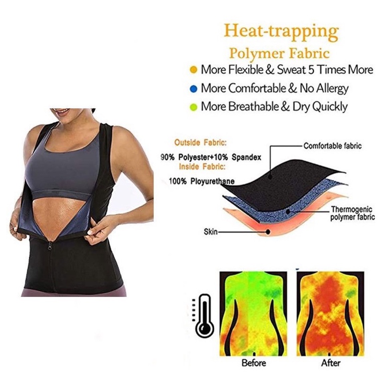 HB-850 sweat shaper / rompi pembakar lemak / rompi resleting / korset pelangsing pembakar lemak