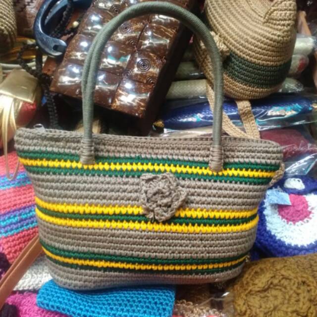 TERMURAH! Tas Rajut Jinjing Dengan Bunga - Hand Bag Wanita - Souvenir Unik dan Cantik Khas Jogja