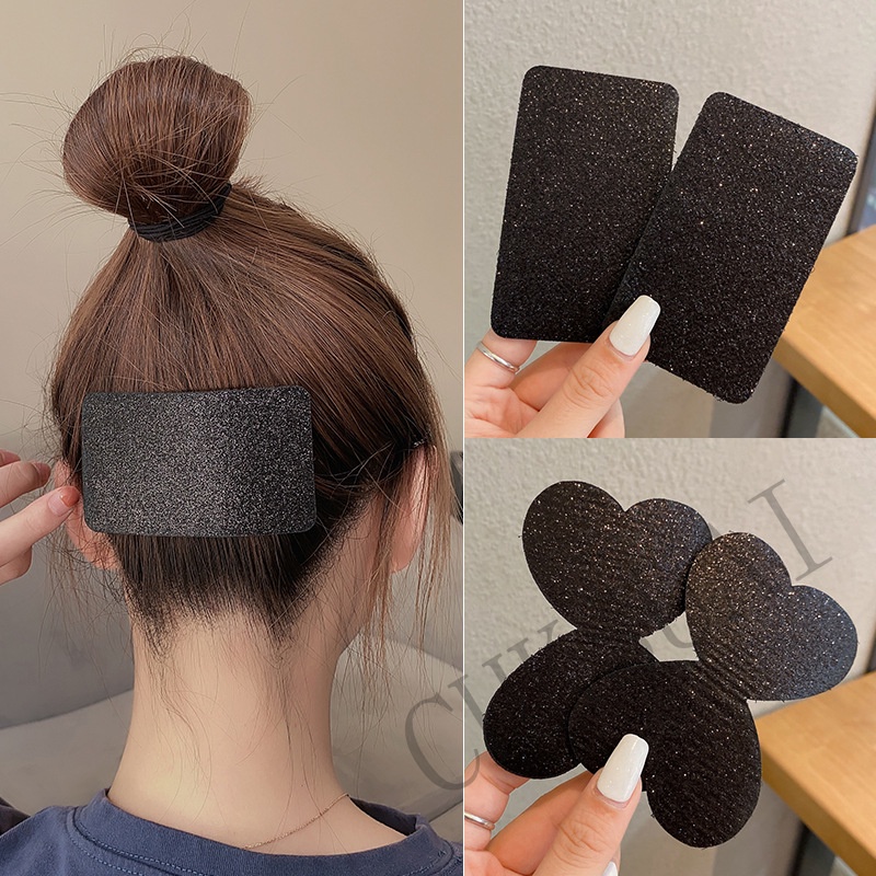 4pcs / Set Patch Rambut Warna Hitam Gaya Korea