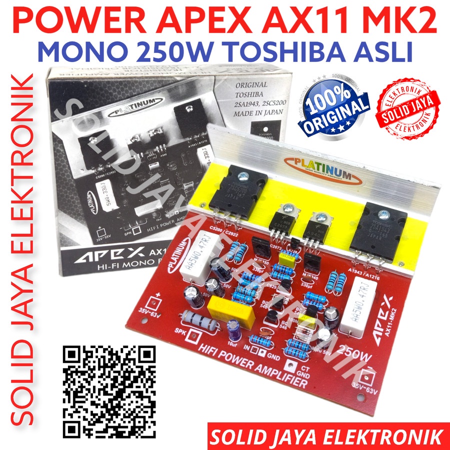 KIT POWER MONO APEX AX11 MK2 250W MK-2 KIT HI FI MONO POWER AMPLIFIER 250 WATT AX 11 AX-11 MK 2 AMPLI DRIVER PLUS TR TOSHIBA ASLI JAPAN ORI ORIGINAL DAN TANPA TANPA TR FINAL PLATINUM ASLI ORI ORIGINAL