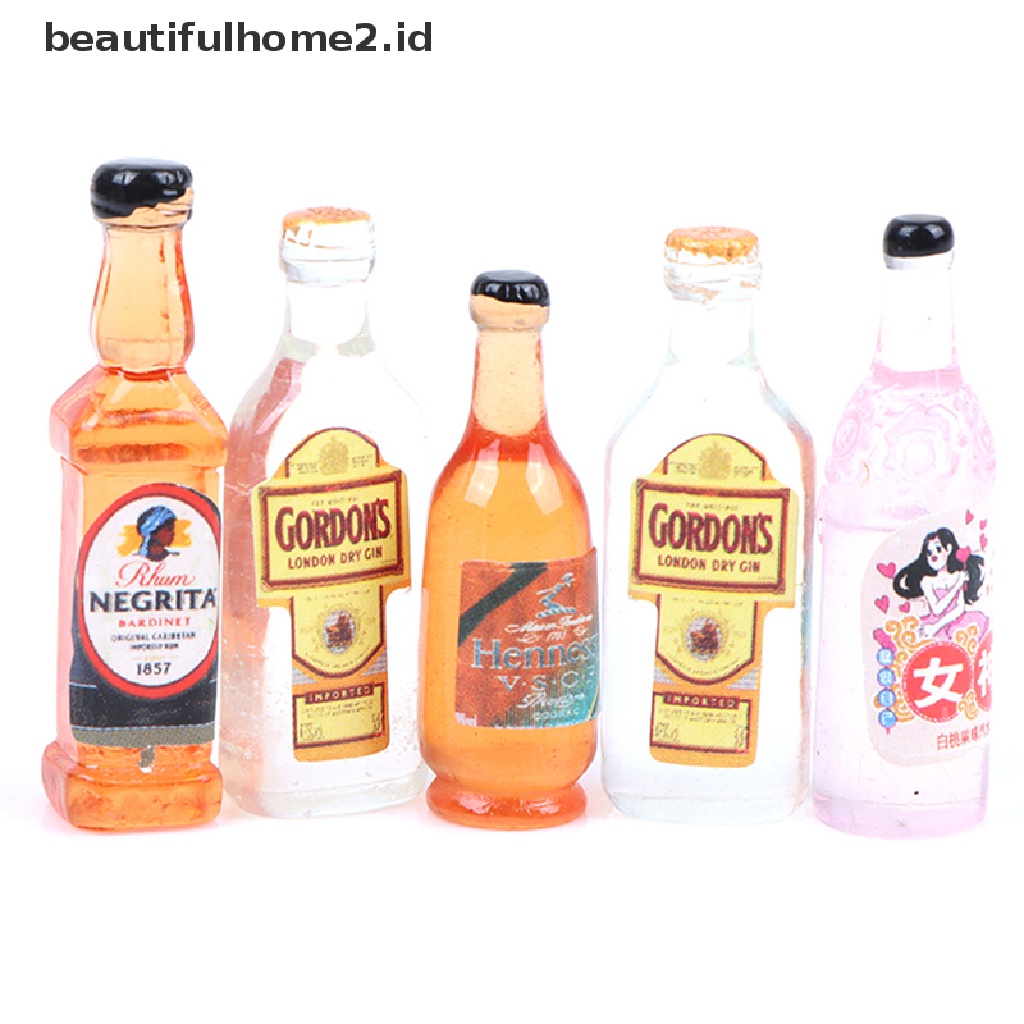 (beautifulhome2.id) 10pcs / Set Mainan Miniatur Botol Wine Skala 1: 12 Untuk Aksesoris Rumah Boneka