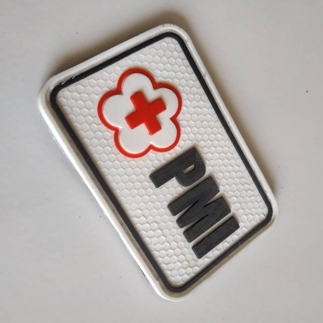 Patch rubber PMI (Palang merah indonesia)/kesehatan/tempelan karet velcro