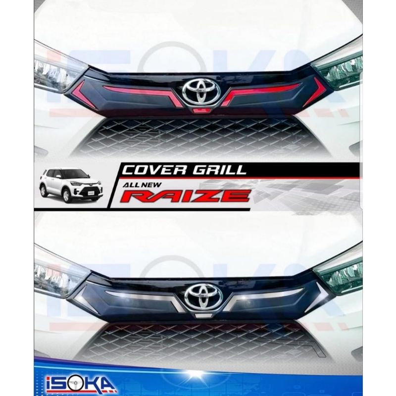 cover grill depan Toyota Raize hitam list merah chrome