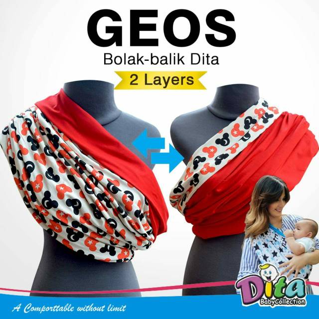 Bisa TUKAR SIZE, Geos gendongan kaos Bolak balik Premium Anak bayi balita Instan tanpa ring GEOS DTA