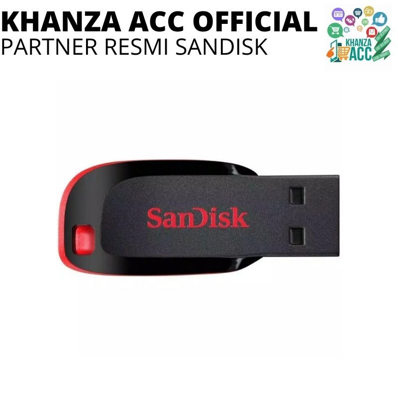 KHANZAACC Flashdisk USB Sandisk Cruzer Blade 128GB FD Original Bergaransi Resmi