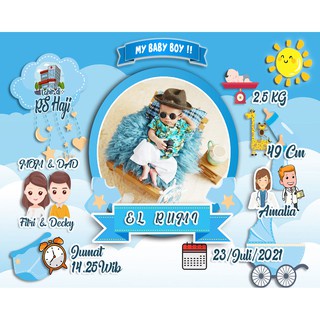 Biodata Bayi Lucu Cetak + Bingkai 10Rs Baby Boy