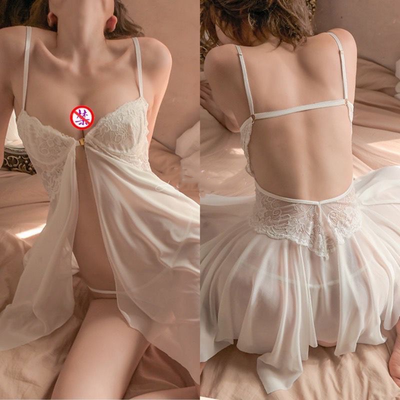 [ LINGERIE MASTER ] - (L-18) Lingerie sexy lace baju tidur sexy wanita / Lingerie dress babydoll underwire / Sleepwear lingerie-L-18 White