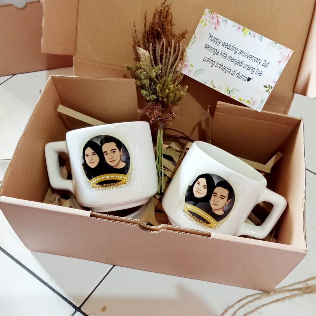 Hampers Mug Koppi Couple // bisa custom nama dan foto // kado wedding, anniversary wedding