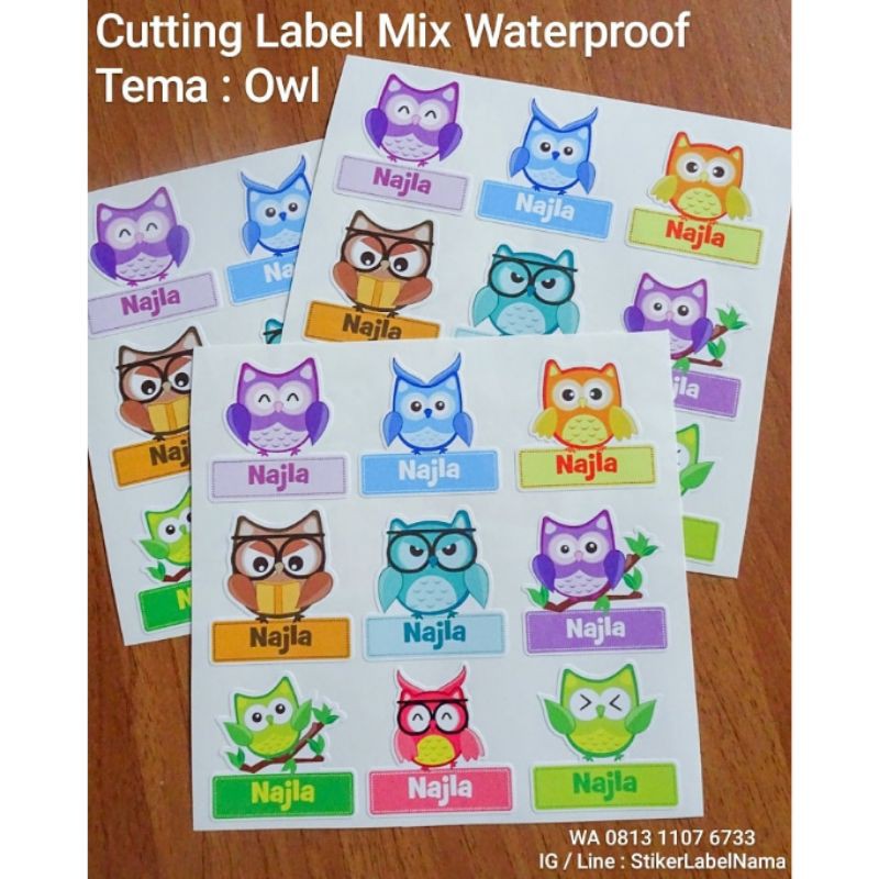 

OWL ~ CUTTING LABEL MIX WATERPROOF / STIKER LABEL NAMA / CUTTING STIKER WATERPROOF / STIKER NAMA