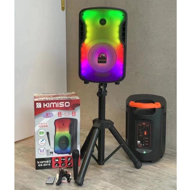 Speaker Bluetooth KIMISO QS-6810 RGB LED 8 inch Jumbo Plus Remote &amp; Mic