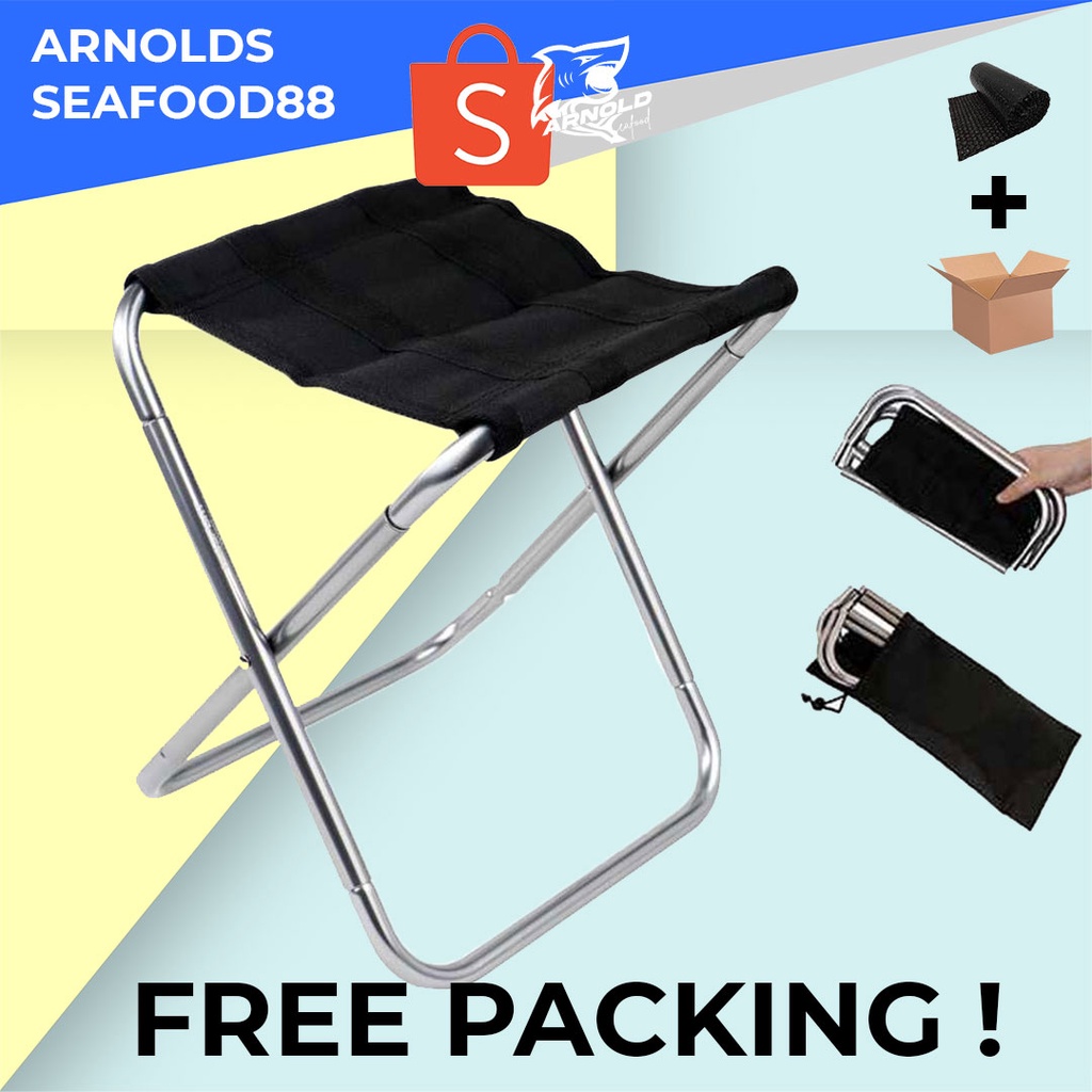 Kursi Mancing / Kursi Lipat Mini Kuat Folding Kursi Portable - Hitam