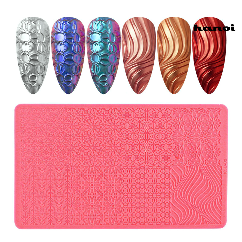 HN_Nail Template Exquisite Practical Colorful Silicone Nail Stemping Plates for Girl