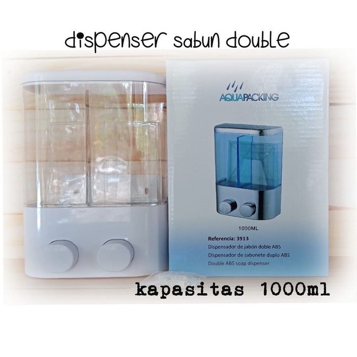 Dispenser Sabun Cair 2 Tabung Double Tube 1000ML Tempat Sabun Shampo Plastik ABS Tebal Multifungsi