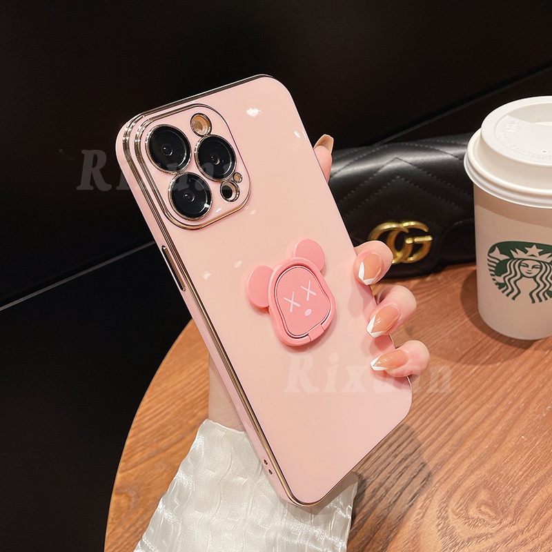 Soft Case Silikon Dengan Ring Holder Beruang Untuk Realme C21Y C25Y 8i 9i C31 C35 C15 C12 C25 5i 6i 9i C2