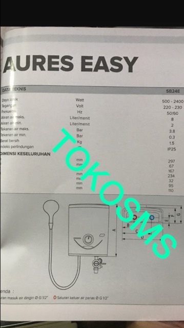 water heater instant ariston aures easy original pemanas air ariston sb24e