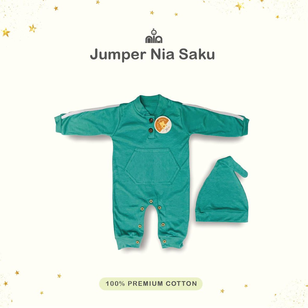 Promo !! Jumper Bayi Polos saku + topi//Sleepsuit Bayi lucu/Jumper panjang  Bayi Murah