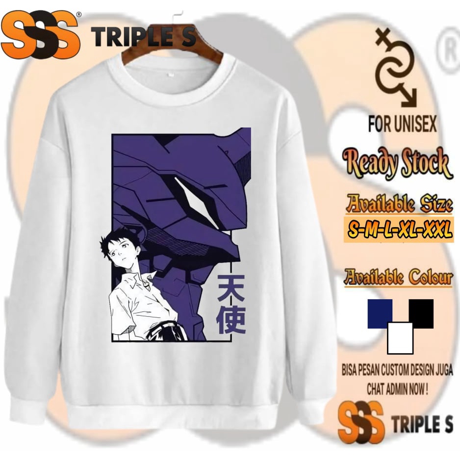 CREWNECK SWEATER ANIME JEPANG EVANGELION NEON GENESIS SHINJI IKARI EVA UNIT 01