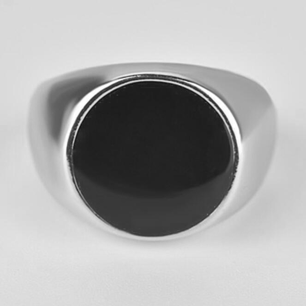 Cincin Bahan Stainless Steel Warna Emas Perak Aksen Batu Permata Kristal Hitam Gaya Punk Untuk Pria